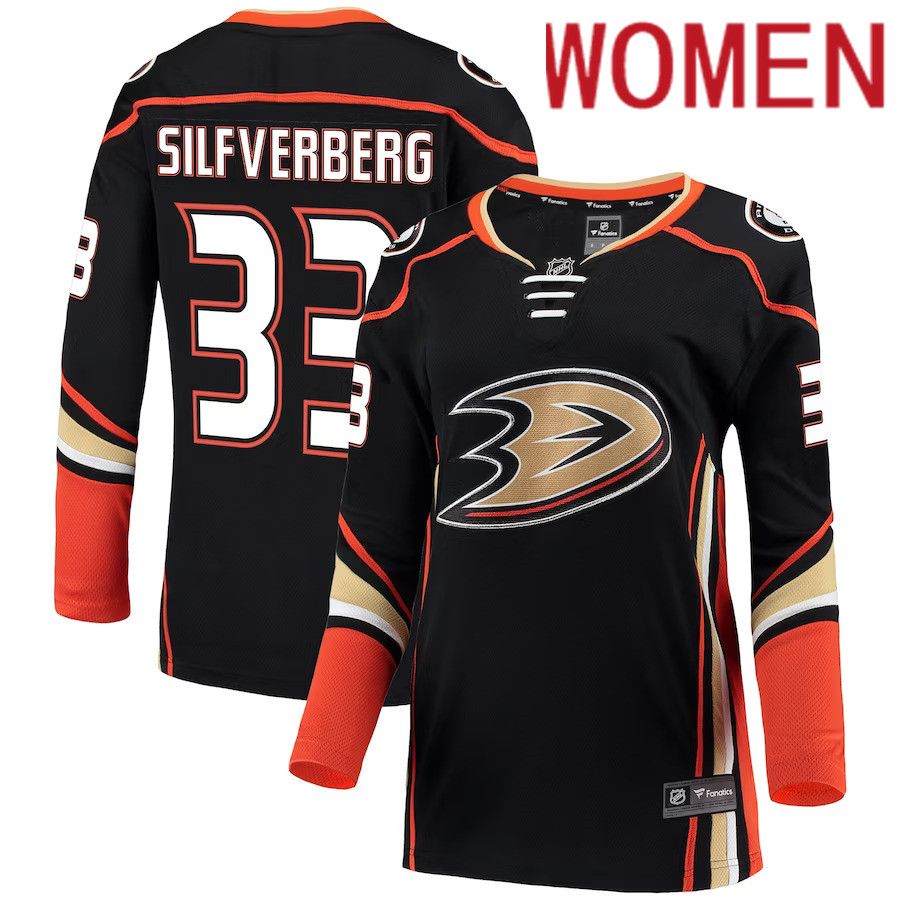 Women Anaheim Ducks 33 Jakob Silfverberg Fanatics Branded Black Breakaway NHL Jersey